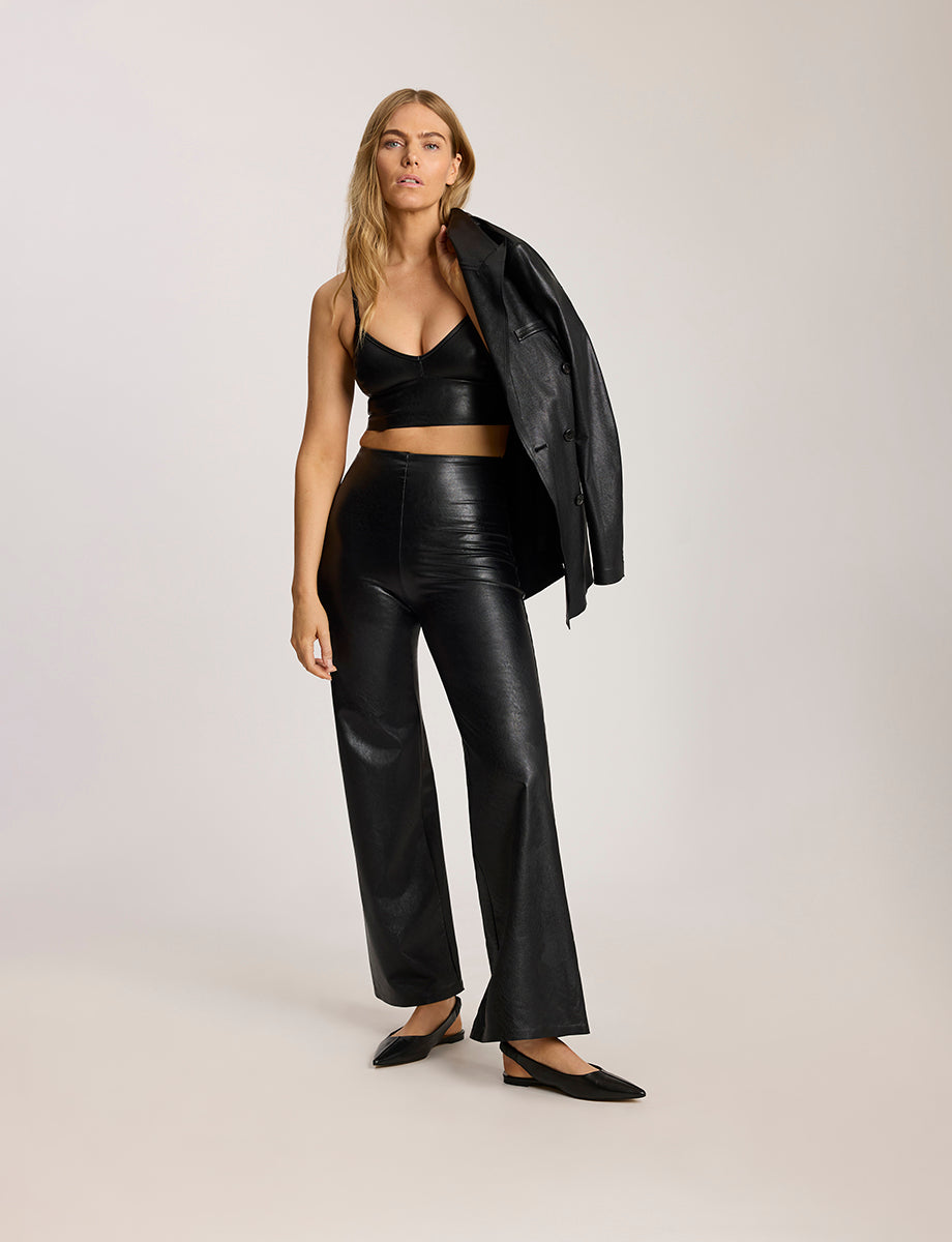 Faux Leather Longline Bralette - Womens Commando