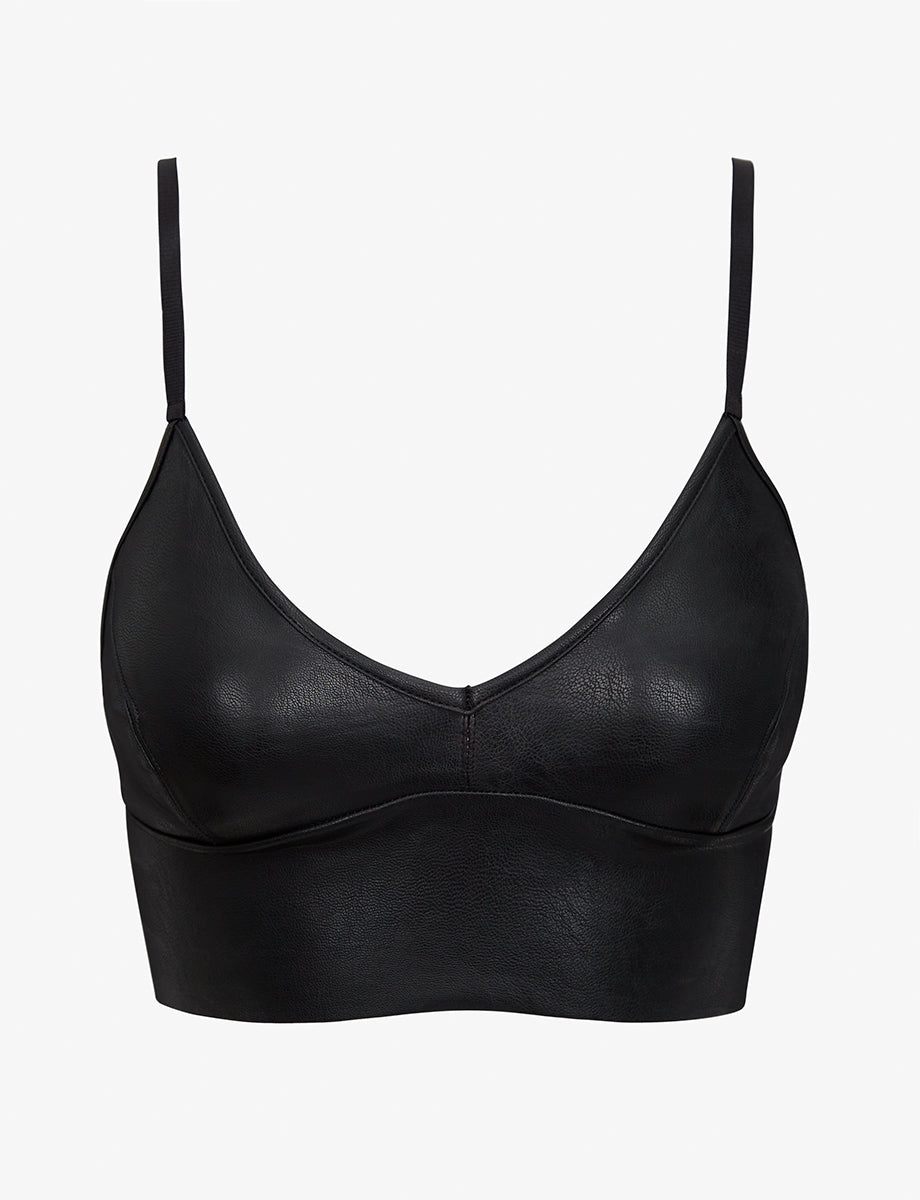 Faux Leather Longline Bralette - Womens Commando